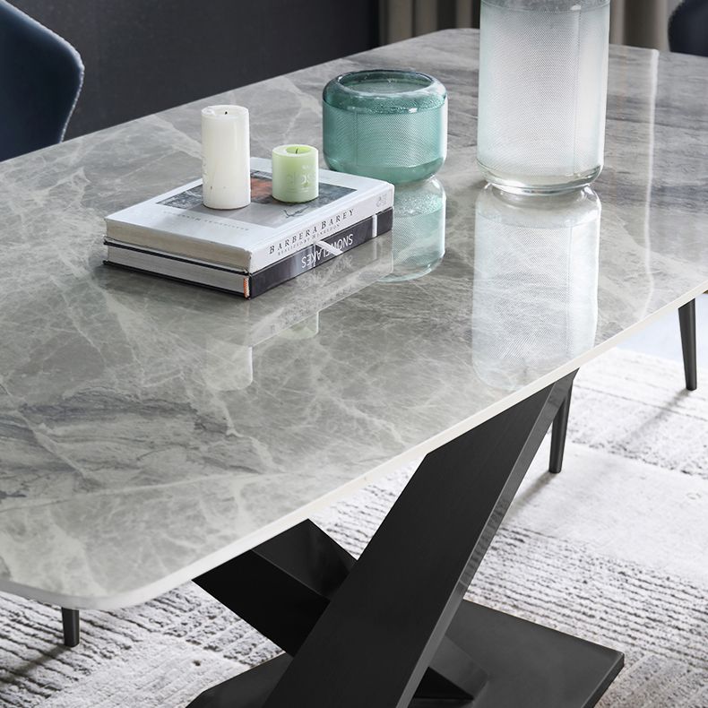 High Gloss Grey Stone Dinette Table Set 1/4/5/6/7 Pieces Modern Dining Set
