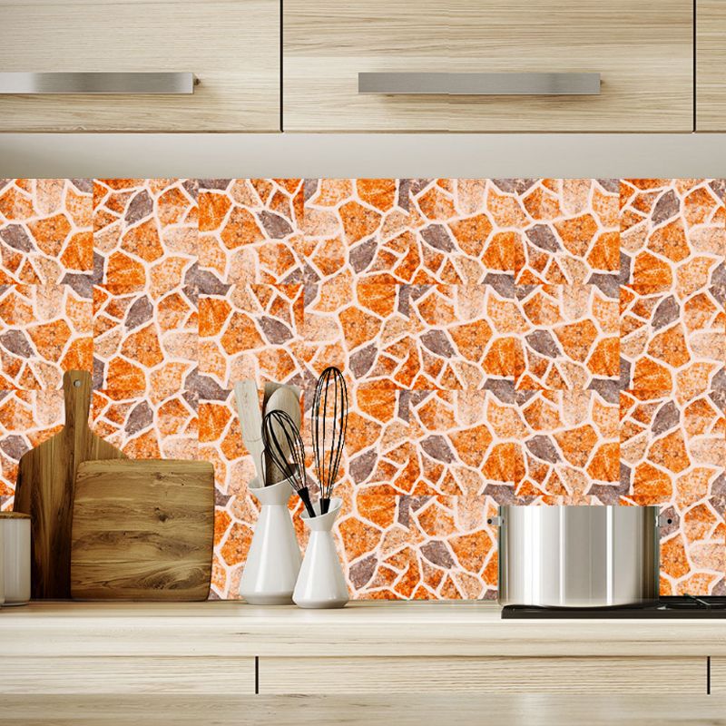 Modern Pebble Look Wallpaper Panel Orange Bathroom Self Sticking Wall Decor, 8' x 8"
