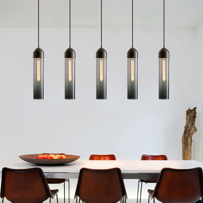 Modernity Tubular Hanging Pendant Light Glass 1-Light Dining Room Suspension Lamp