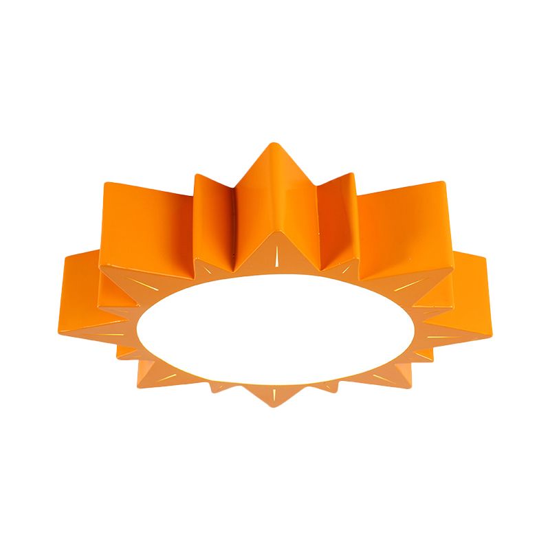 LED Kindergarten Flush Mount Children Red/Yellow/Blue Ceiling Light Fixture with Sun Acrylic Shade