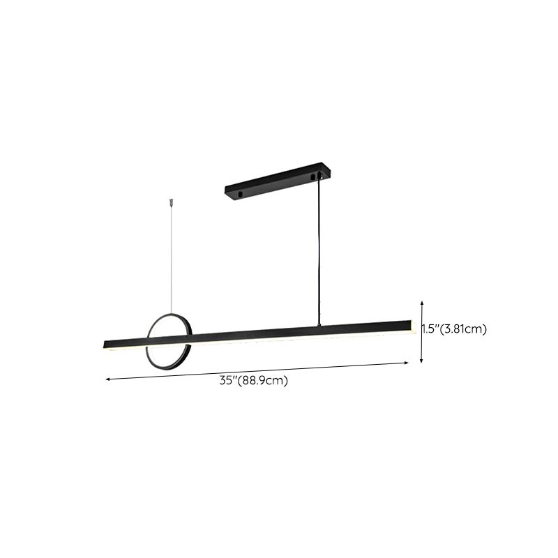 Linear Hanging Island Lights Modern Metal Chandelier Light in Black for Dining Room