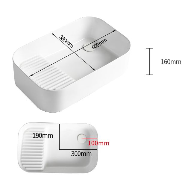 Modern Bathroom Sink Rectangular Porcelain Vessel Sink with Pop-Up Drain