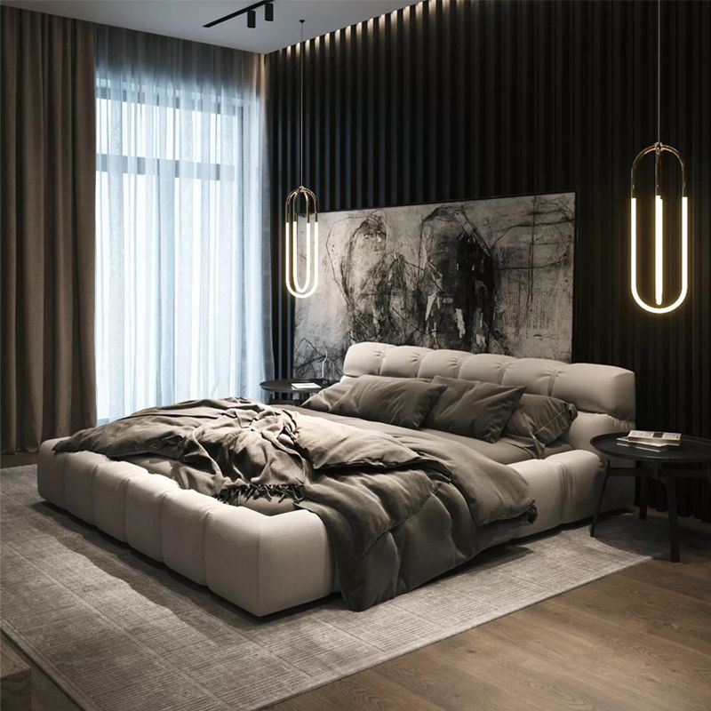 Modern Style Upholstered Headboard Mimics Leather/cotton Bed