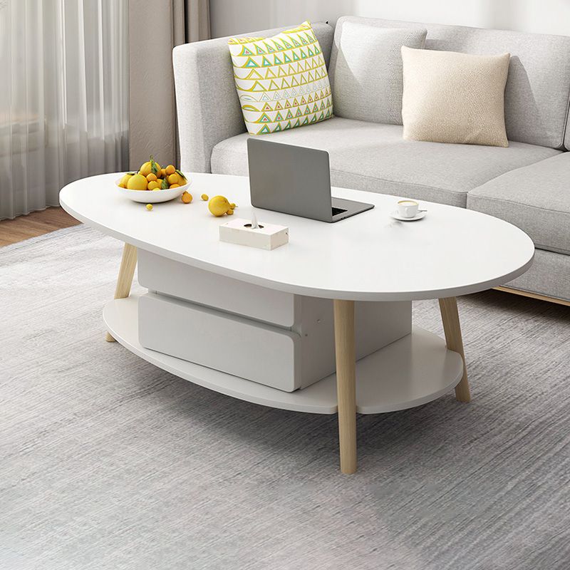 Contemporary Wooden Single Coffee Table 4 Legs Cocktail Table