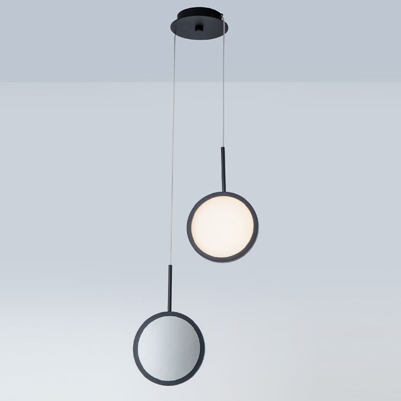 Circular Mirror Wall Hanging Light Creative Nordic Metal 2-Light LED Bedroom Wall Lamp