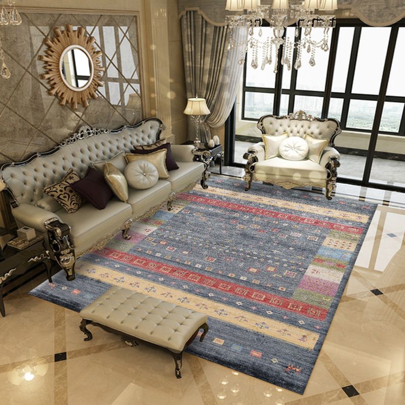 Green Retro Rug Polyester Graphic Rug Non-Slip Backing Rug for Living Room