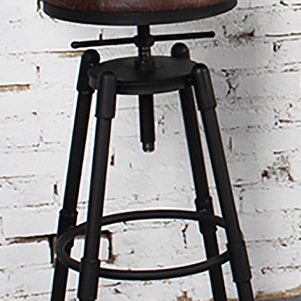 Industrial Rotatable Armless Counter Stool Iron Bar Stool with Pedal