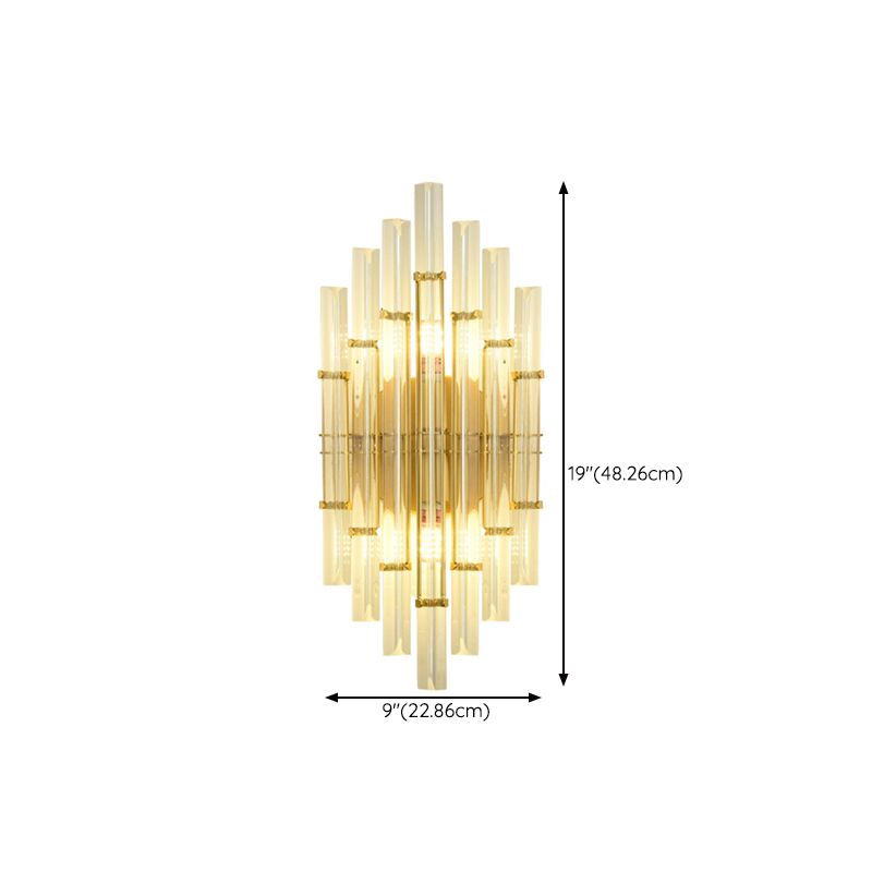 2-Light Geometric Wall Light Modern Crystal Wall Lights in Gold