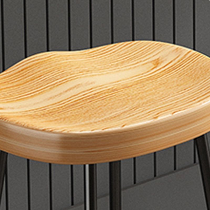 Contemporary Style Wood Counter Stool Backless Bar Stool with Metal Legs