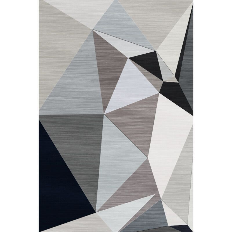 Grey Tone Nordic Carpet Polyester Geometric Pattern Indoor Rug Anti-Slip Backing Rug for Home Decor