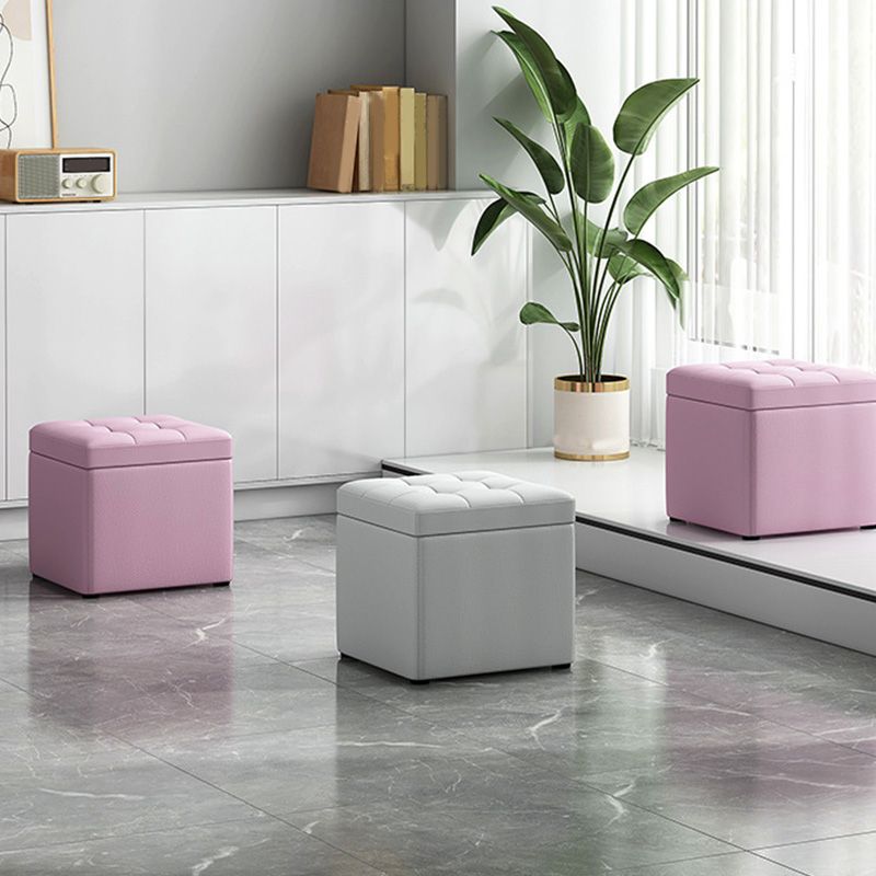 Modern Dark Grey Square Pouf Cotton Tear Resistant Pouf for Living Room