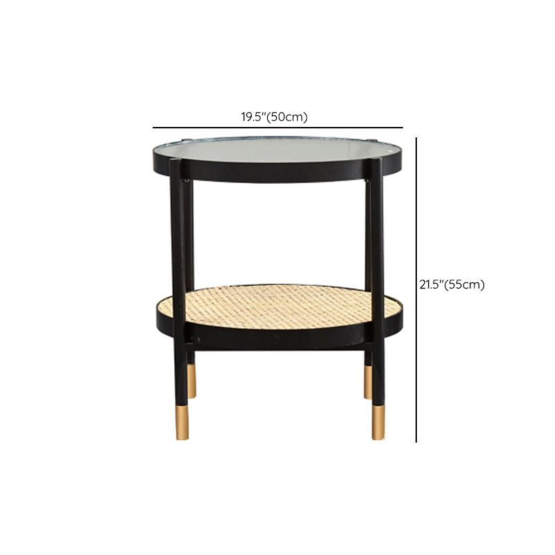 Modern Clear Glass Coffee Table with Storage Round 4 Legs Cocktail Table Set