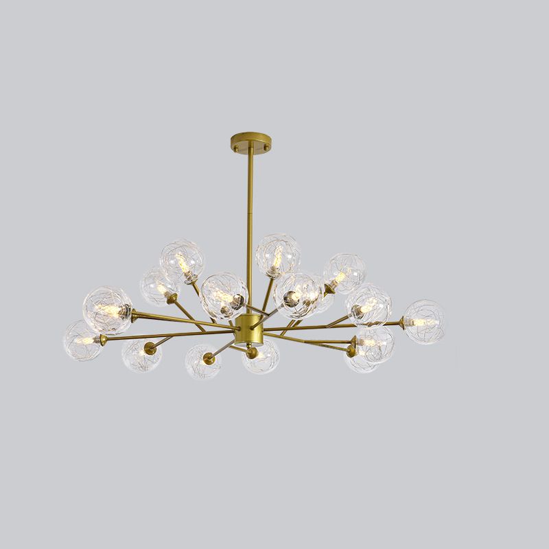 Fireflies Style Chandelier Lamp Globe Glass Shade Modern Style Metal Suspended Lamp