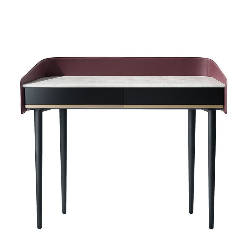 Contemporary Simple Stone Vanity Makeup Table Set with Mirror & Stool