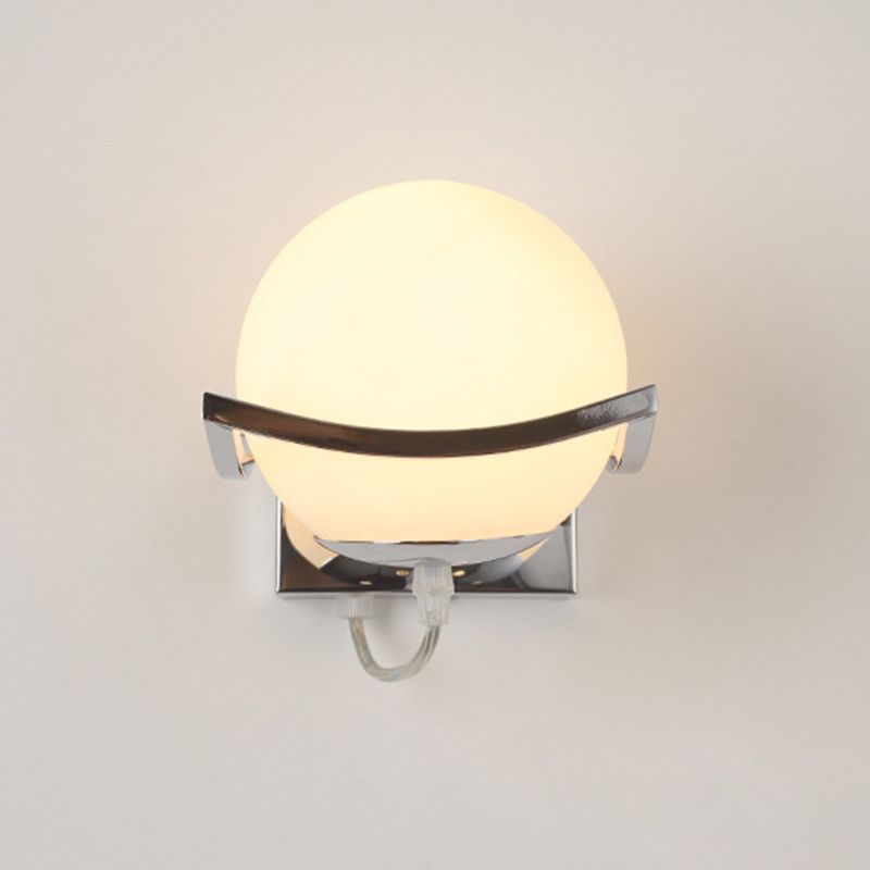 Modern Contracted Ball 1 Head Glass Material Milky White Wall Lamp
