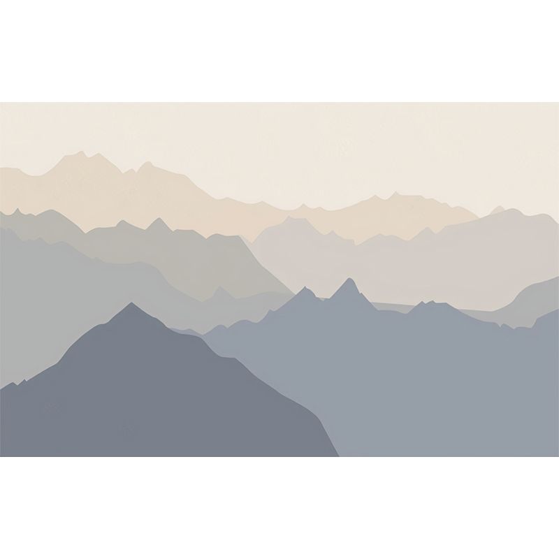 Vintage Mountain Wall Covering in Blue and Brown Accent Wall Mural, Personalized Size Available