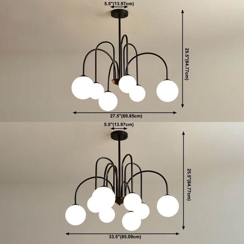 Modern Creative Globe Pendant Light Lacquered Iron Hanging Lamp with Glass Shade