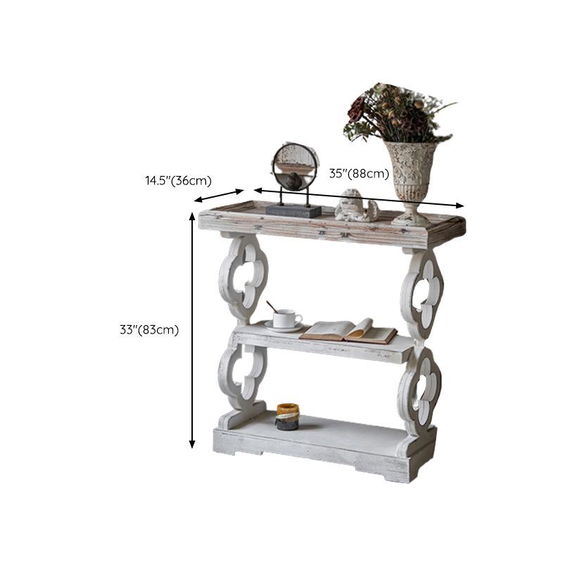 Wood French Country Console Table Distressed Accent Table with Shelf