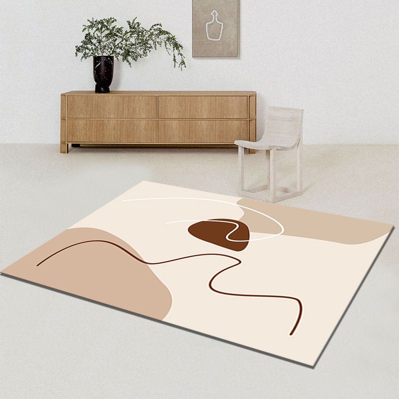 Beige Abstract Color Lump Rug Polyetser Modern Rug Stain Resistant Rug for Living Room