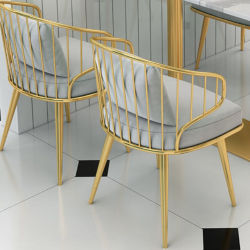 Metal Arm Chair Glam Style Windsor Back Dining Chair for Dining Room