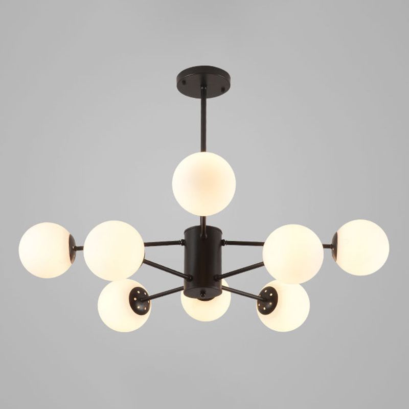 Glass Round Chandelier Pendant Light Minimalist-Style Cream Hanging Ceiling Light