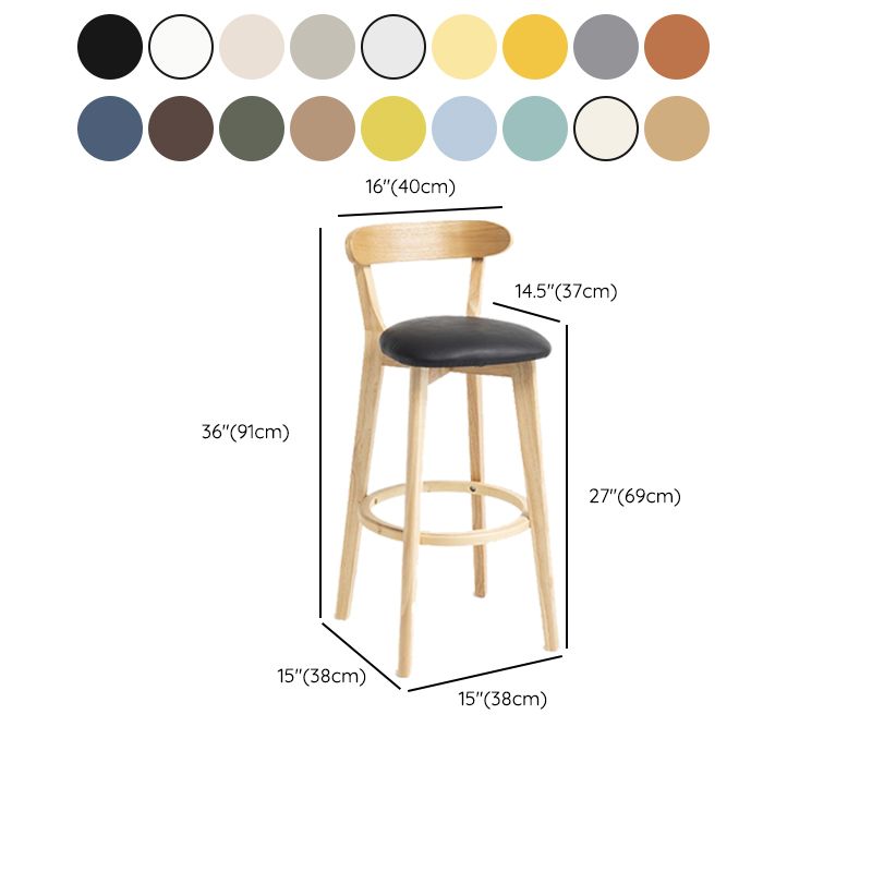 Industrial Armless Backrest Counter Stool Wood Bar Stool with Pedal for Cafe