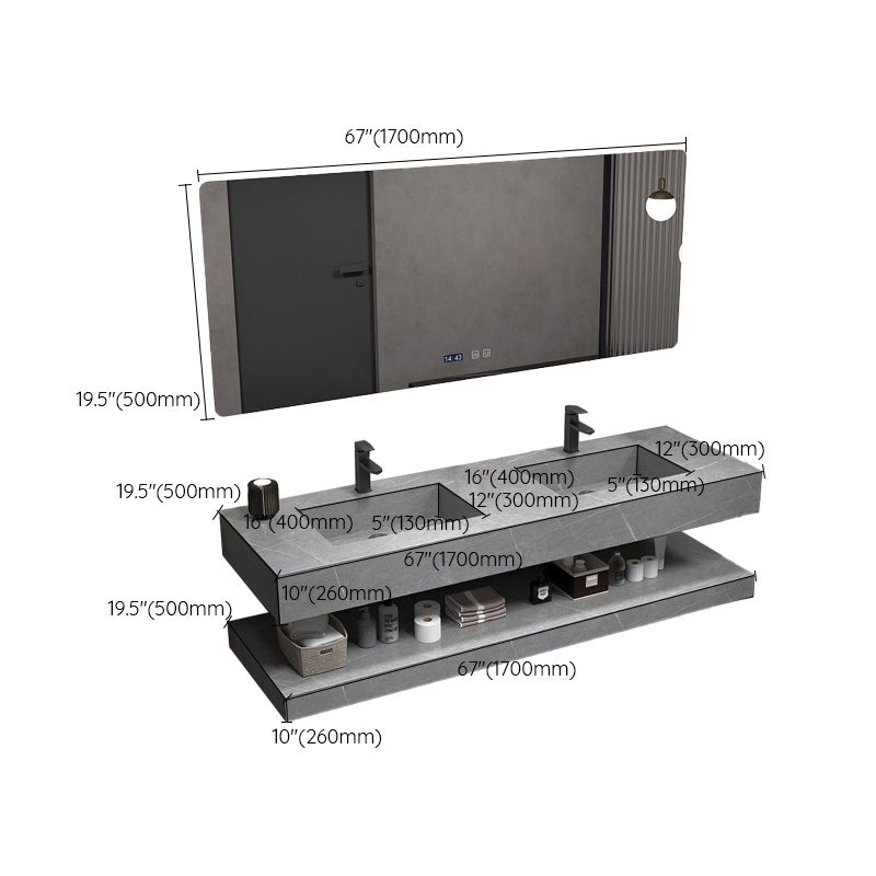 Modern Sink Vanity Wall Mounted Standard Bathroom Vanity with Mirror