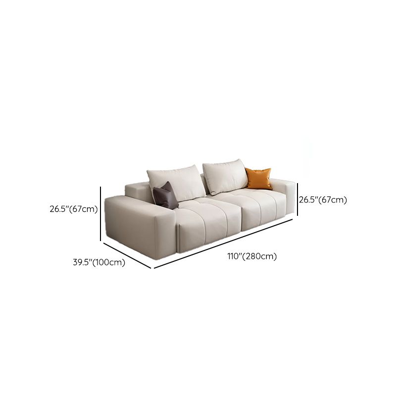26"H Scandinavian Sectional Sofa Cream Leather Stain-Resistant Sectional