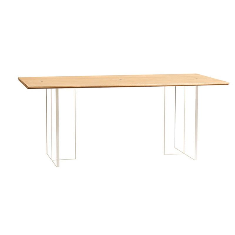 Solid Wood Top Dining Table Contemporary Table with Sled Base
