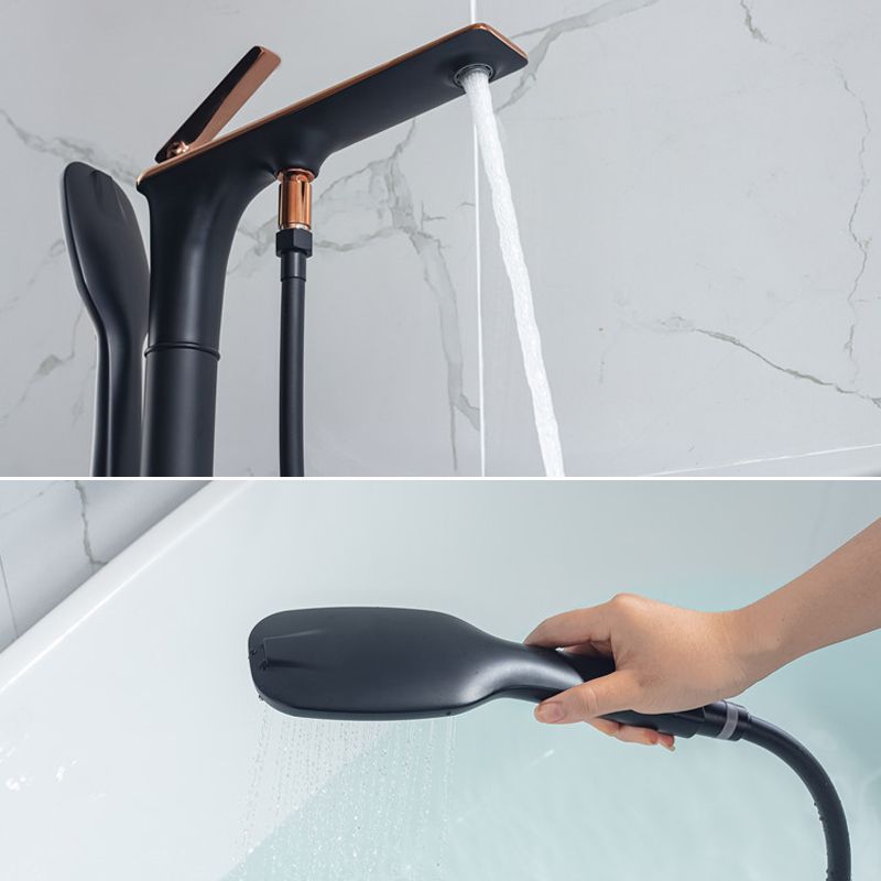 Floor Mounted Copper Freestanding Tub Filler Swivel High Arc Tub Filler Trim
