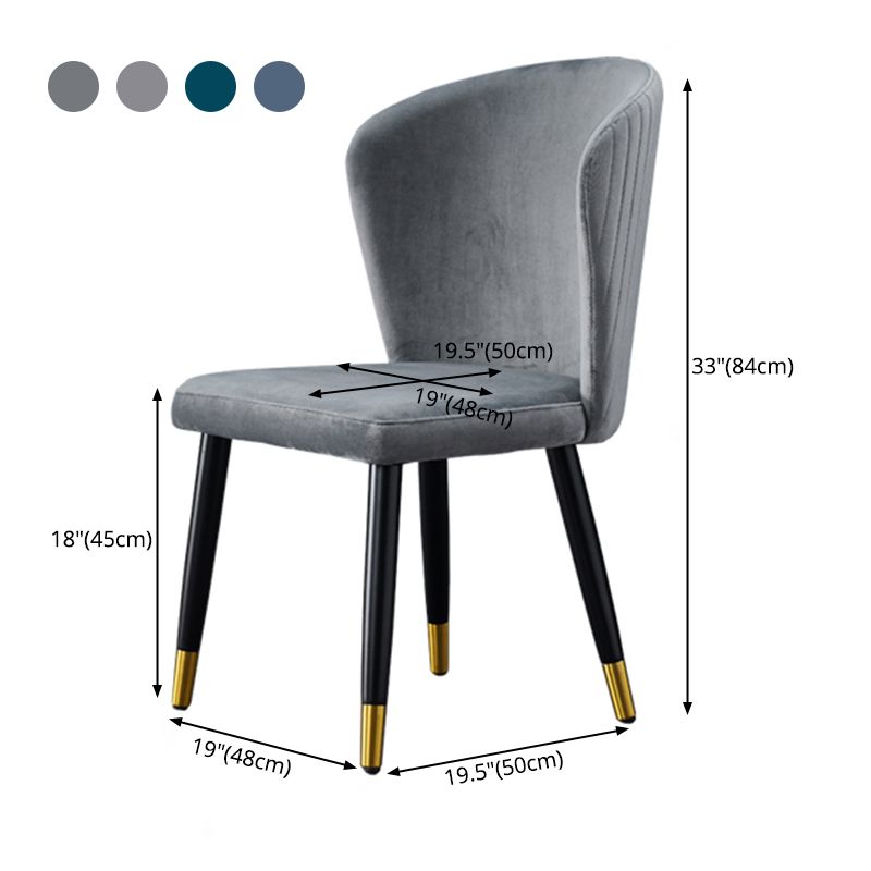 Chaises de salle à manger en bois Glam Chaises sans accoudoirs en velours pour un usage domestique (Ensemble de 2)
