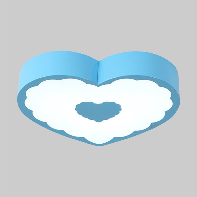 Acrylic Loving Heart Ceiling Lamp Minimalism Yellow/Blue LED Flush Mount Lighting Fixture in Warm/White Light