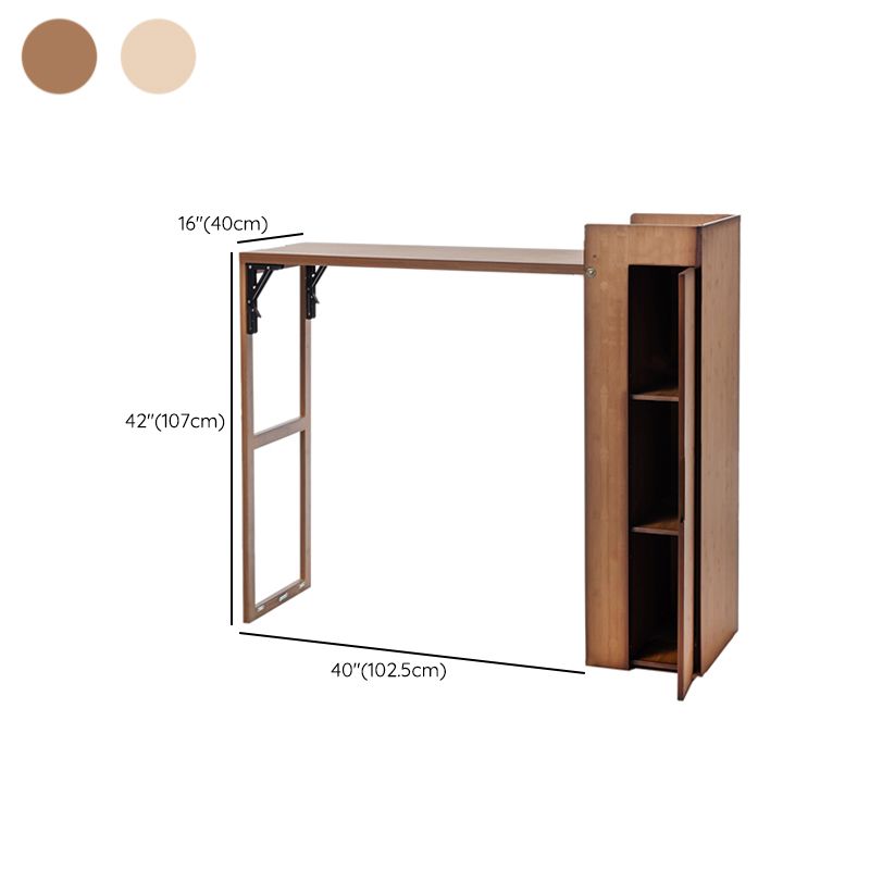 Wood Bar Pub Table Set 1/3 Pcs Folding Bar Table and Stools in Brown and Natural