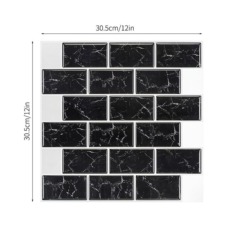 Black Marble Brick Wallpaper Panels Self Adhesive Country Style Kitchen Wall Covering