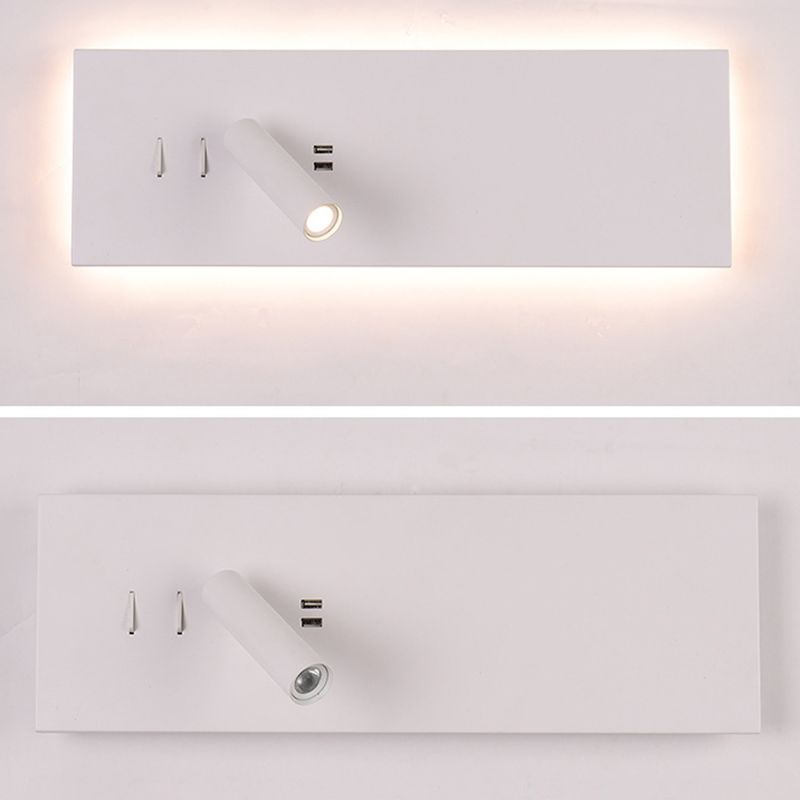 Modern Style Rectangle Shape Wall Sconce Metal 2 Lights Sconces for Bedroom