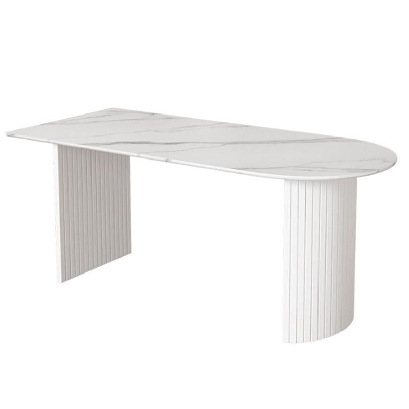 Modern Stone Top Dinette Table Metal Base Dining Table for Living Room