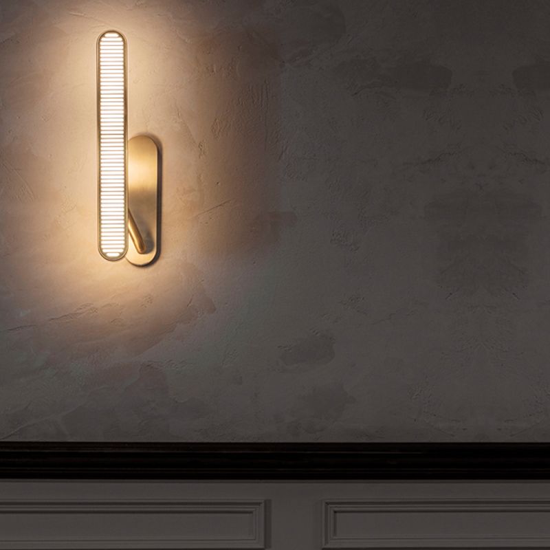 Modern Style Brass Wall Light Oval Shape Gold LED Wall Sconce for Living Room