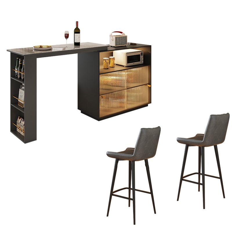 Modern 1/2/3 Pieces Stone Rectangular Bar Table Set for Living Room