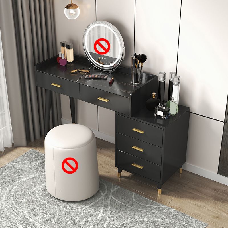 Black/White Vanity Dressing Table Set with 5 Storage Drawers