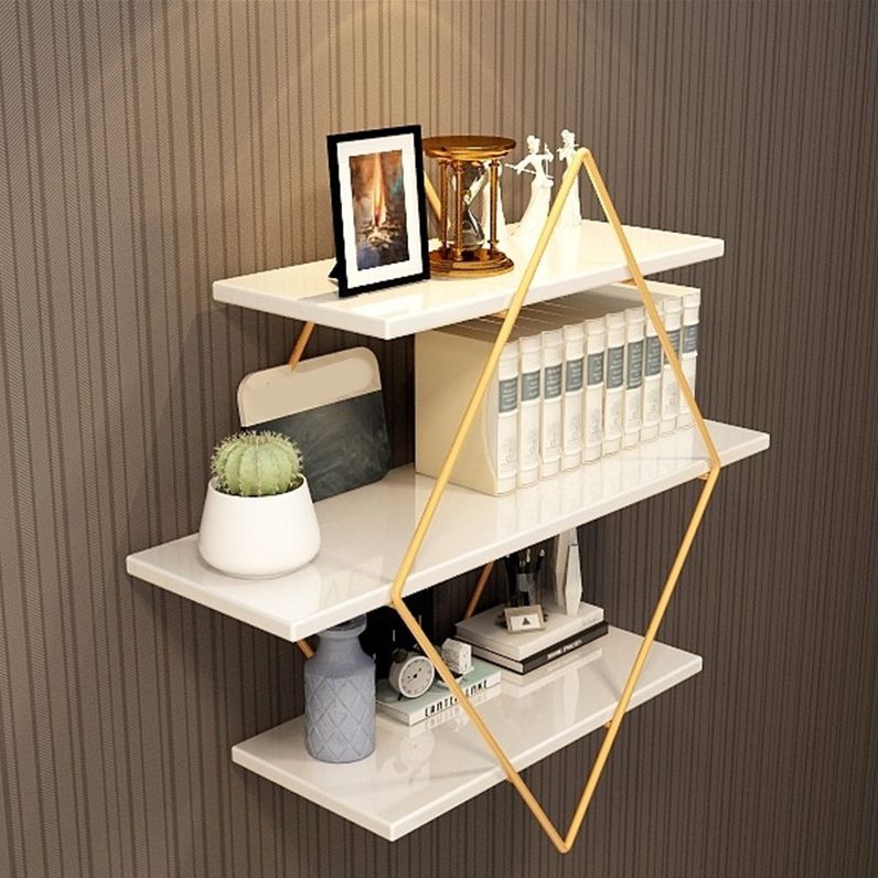 Open Bookcase Bookshelf Light Luxury Metal 3-Tier Book Shelf