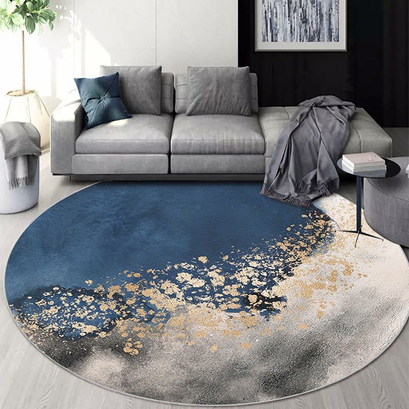 Blauw contrast kleurgebied tapijt modern polyester gebied tapijt anti-slip gemakkelijke tapijt tapijt voor woningdecoratie