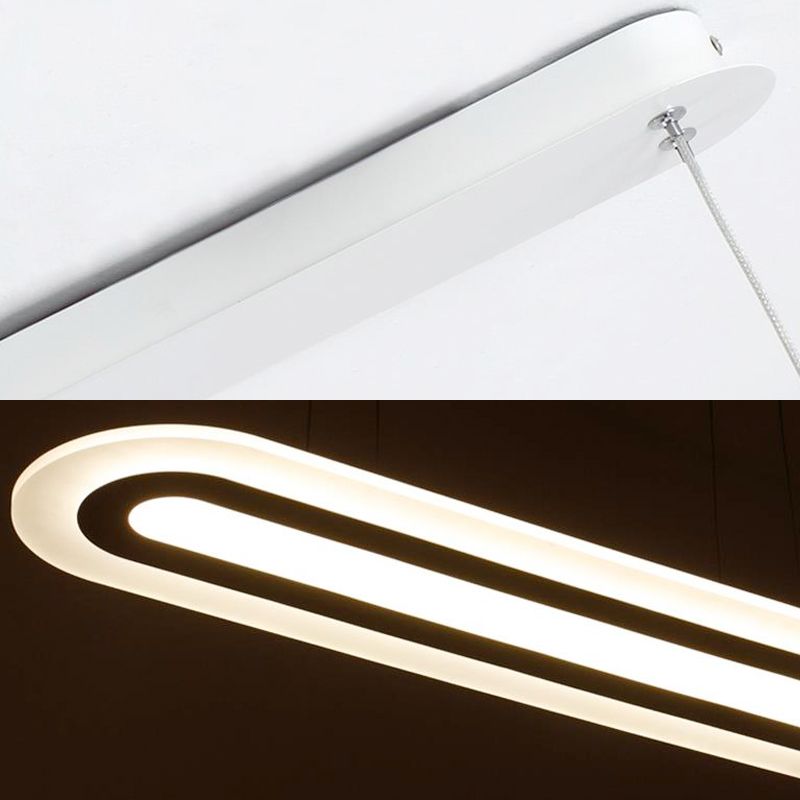 Pendentif de plafond ovale blanc Simplicité LED Kit de lampe suspendue acrylique en lumière chaude / blanc / naturel, 16 "/23,5" /31,5 "de large