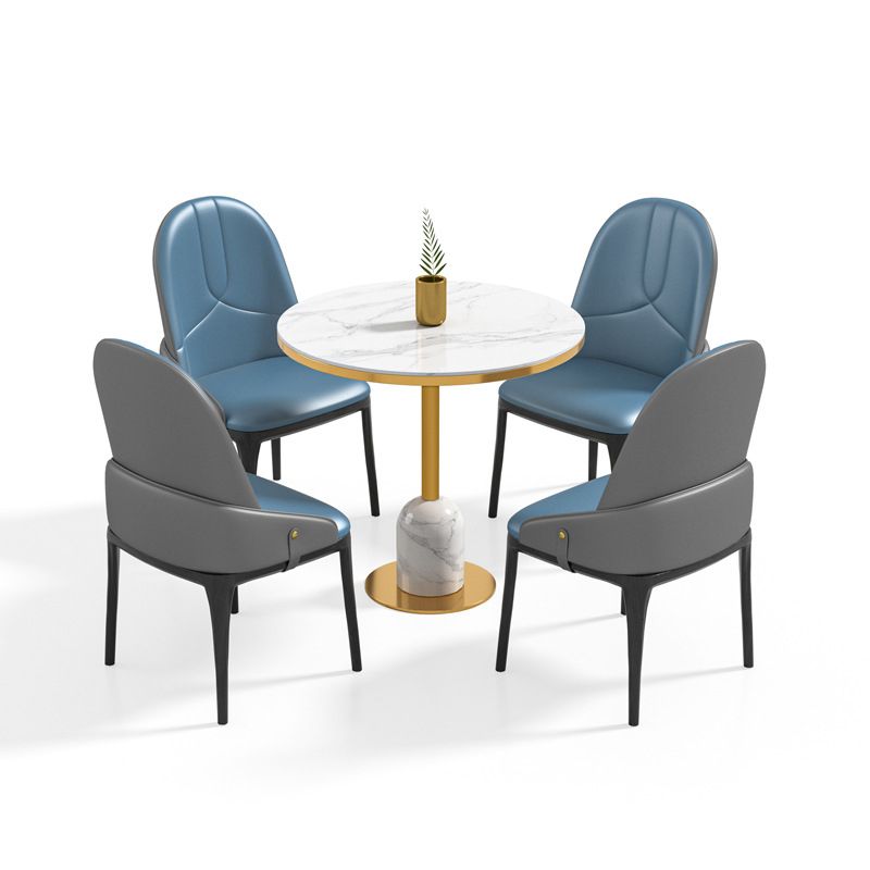 Glam Style Faux Marble Dining Set Round 1/4/5 Pieces Dining Set