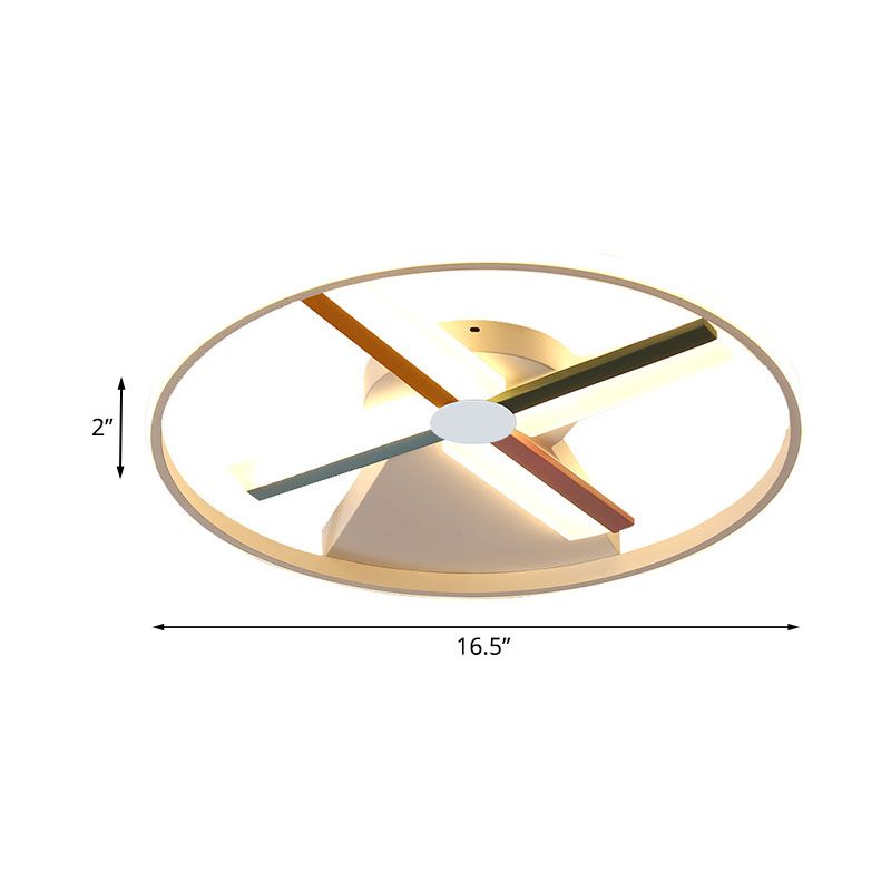 White Windmill Ceiling Flush Modern LED Acrylic Flush Mount Lighting Fixture for Children Bedroom, 16.5"/20.5" Wide