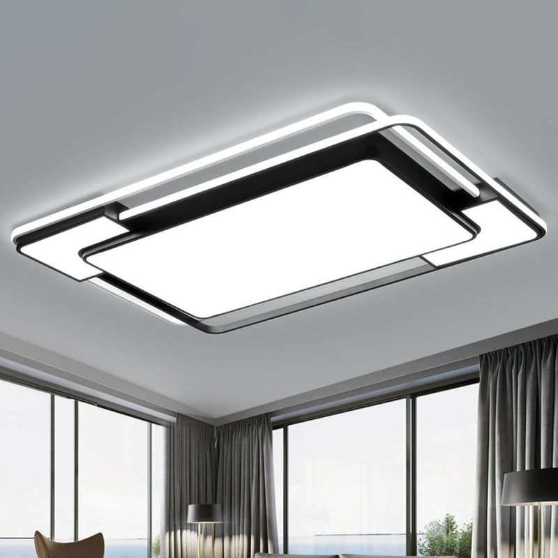 Moderno Splicing LED Flush Mount Acrylic Living Room Flushmount Ceiling Light in Nero