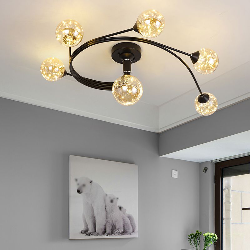 Globe contemporain Flush Lightture Glass Flush Mount Lamps en noir