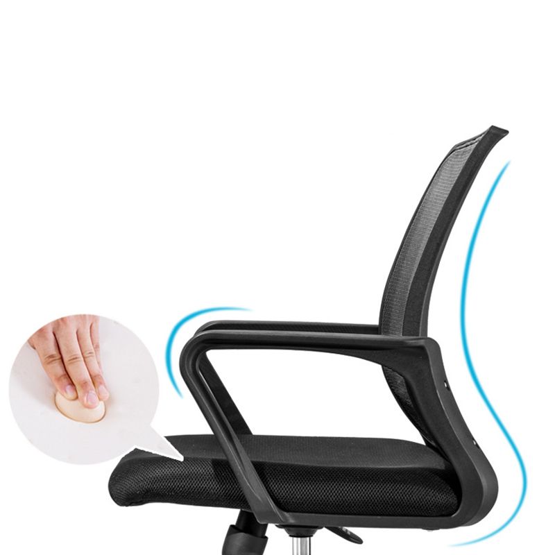 Contemporary Arm Chair Green Fixed Arms Adjustable Lumbar Support Office Chair