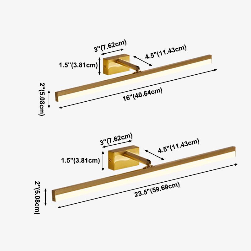 Brass LED Lamp Wall Mounted Vanity Lights for Bathroom Powder Room Washroom
