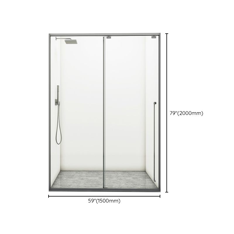 Gray Semi Frameless Stainless Steel Single Move Tempered Glass Shower Door