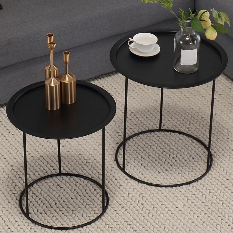 Mid-Century Metallic Side End Snack Table Round Side End Table